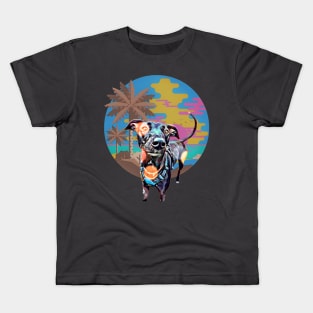 Mexican Hairless dog (XOXO) palm tree sunset Kids T-Shirt